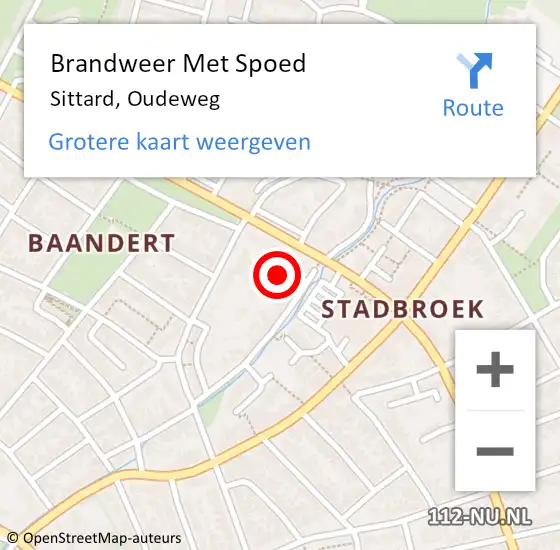 Locatie op kaart van de 112 melding: Brandweer Met Spoed Naar Sittard, Oudeweg op 17 mei 2023 22:09