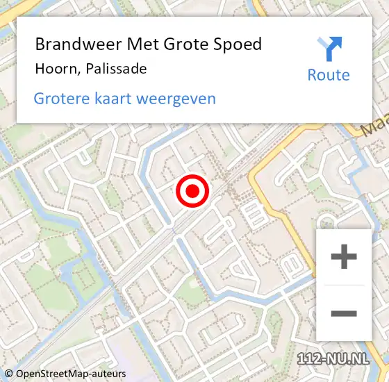 Locatie op kaart van de 112 melding: Brandweer Met Grote Spoed Naar Hoorn, Palissade op 17 mei 2023 22:31