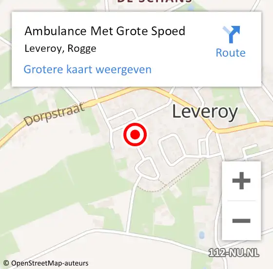 Locatie op kaart van de 112 melding: Ambulance Met Grote Spoed Naar Leveroy, Rogge op 17 mei 2023 23:08