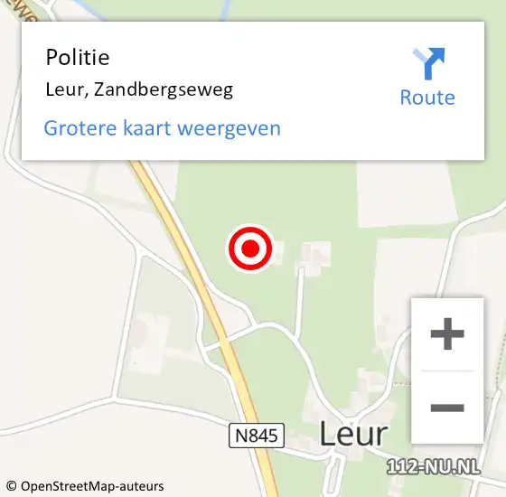 Locatie op kaart van de 112 melding: Politie Hernen, Zandbergseweg op 17 mei 2023 23:11