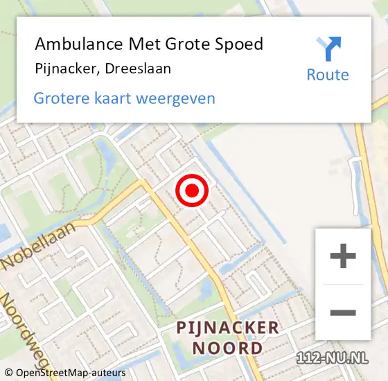 Locatie op kaart van de 112 melding: Ambulance Met Grote Spoed Naar Pijnacker, Dreeslaan op 17 mei 2023 23:51