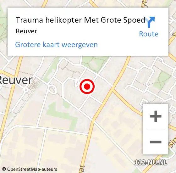 Locatie op kaart van de 112 melding: Trauma helikopter Met Grote Spoed Naar Reuver op 18 mei 2023 00:23