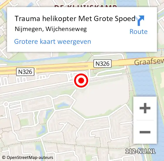 Locatie op kaart van de 112 melding: Trauma helikopter Met Grote Spoed Naar Nijmegen, Wijchenseweg op 18 mei 2023 01:41