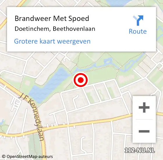 Locatie op kaart van de 112 melding: Brandweer Met Spoed Naar Doetinchem, Beethovenlaan op 18 mei 2023 02:35