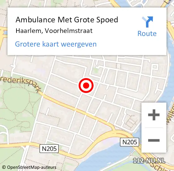 Locatie op kaart van de 112 melding: Ambulance Met Grote Spoed Naar Haarlem, Voorhelmstraat op 18 mei 2023 02:42