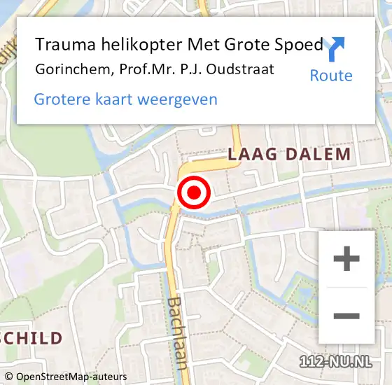 Locatie op kaart van de 112 melding: Trauma helikopter Met Grote Spoed Naar Gorinchem, Prof.Mr. P.J. Oudstraat op 18 mei 2023 04:36