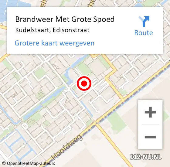 Locatie op kaart van de 112 melding: Brandweer Met Grote Spoed Naar Kudelstaart, Edisonstraat op 18 mei 2023 07:35