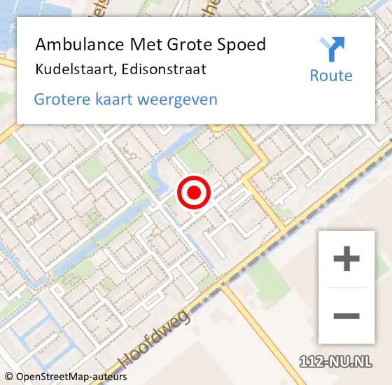 Locatie op kaart van de 112 melding: Ambulance Met Grote Spoed Naar Kudelstaart, Edisonstraat op 18 mei 2023 07:35
