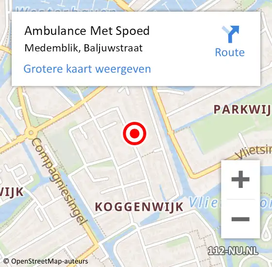 Locatie op kaart van de 112 melding: Ambulance Met Spoed Naar Medemblik, Baljuwstraat op 18 mei 2023 07:53