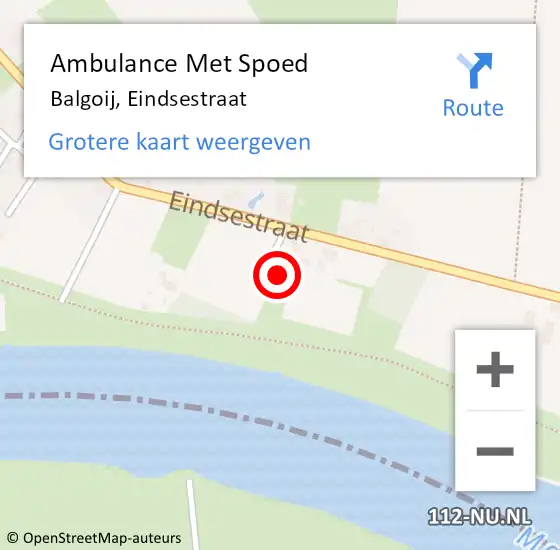 Locatie op kaart van de 112 melding: Ambulance Met Spoed Naar Balgoij, Eindsestraat op 25 augustus 2014 20:15