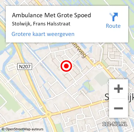 Locatie op kaart van de 112 melding: Ambulance Met Grote Spoed Naar Stolwijk, Frans Halsstraat op 18 mei 2023 08:58