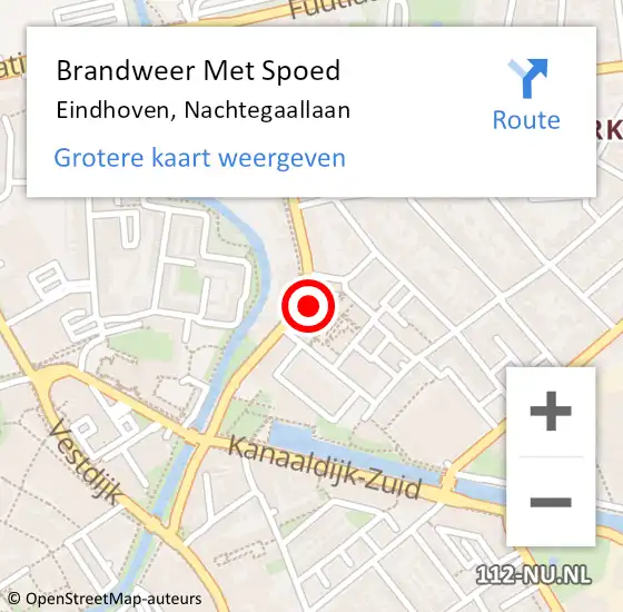 Locatie op kaart van de 112 melding: Brandweer Met Spoed Naar Eindhoven, Nachtegaallaan op 18 mei 2023 09:04