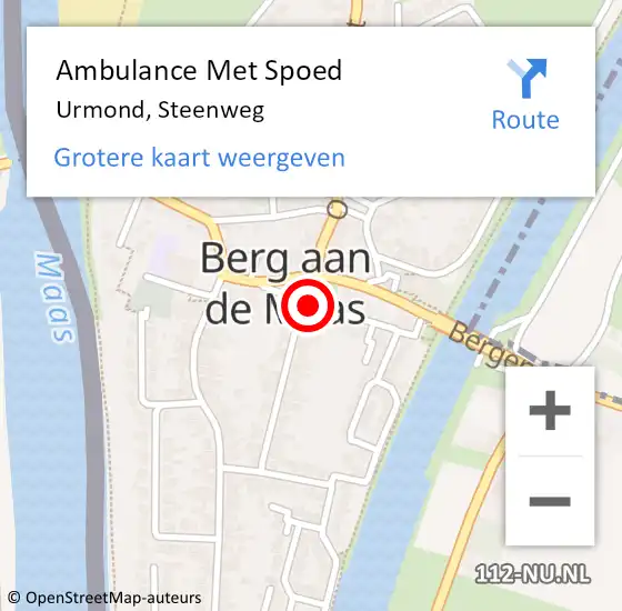 Locatie op kaart van de 112 melding: Ambulance Met Spoed Naar Urmond, Steenweg op 25 augustus 2014 20:20