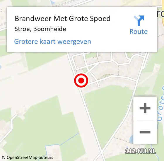 Locatie op kaart van de 112 melding: Brandweer Met Grote Spoed Naar Stroe, Boomheide op 18 mei 2023 09:58