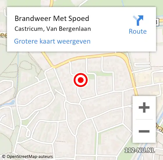 Locatie op kaart van de 112 melding: Brandweer Met Spoed Naar Castricum, Van Bergenlaan op 18 mei 2023 10:07