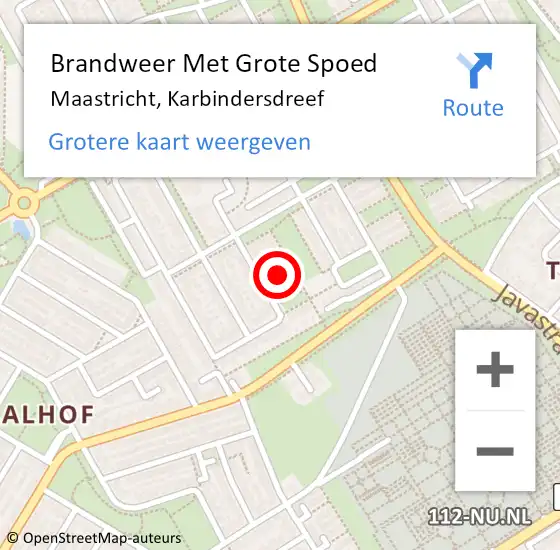 Locatie op kaart van de 112 melding: Brandweer Met Grote Spoed Naar Maastricht, Karbindersdreef op 18 mei 2023 11:14