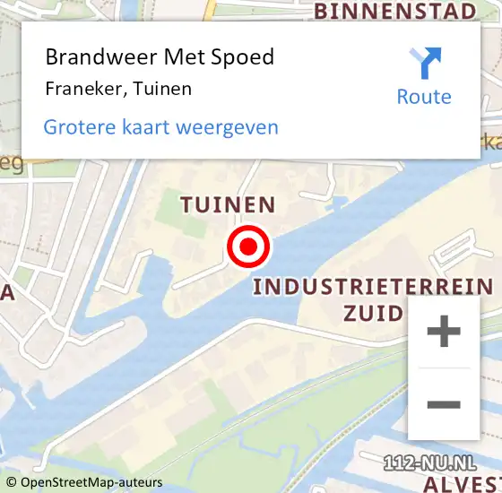 Locatie op kaart van de 112 melding: Brandweer Met Spoed Naar Franeker, Tuinen op 18 mei 2023 11:26