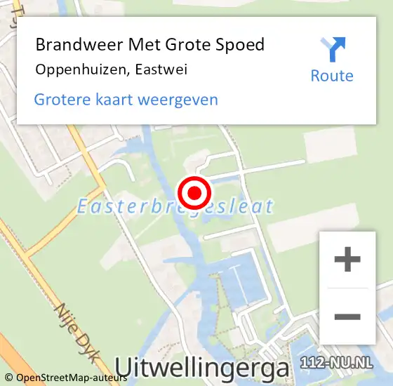Locatie op kaart van de 112 melding: Brandweer Met Grote Spoed Naar Oppenhuizen, Eastwei op 18 mei 2023 11:28