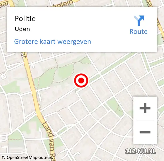 Locatie op kaart van de 112 melding: Politie Uden op 18 mei 2023 11:38