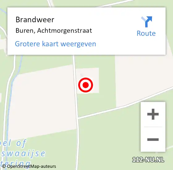 Locatie op kaart van de 112 melding: Brandweer Buren, Achtmorgenstraat op 18 mei 2023 12:00
