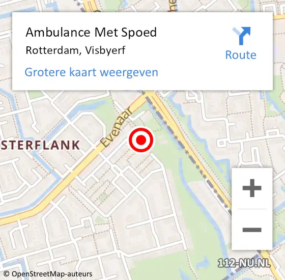 Locatie op kaart van de 112 melding: Ambulance Met Spoed Naar Rotterdam, Visbyerf op 18 mei 2023 12:17