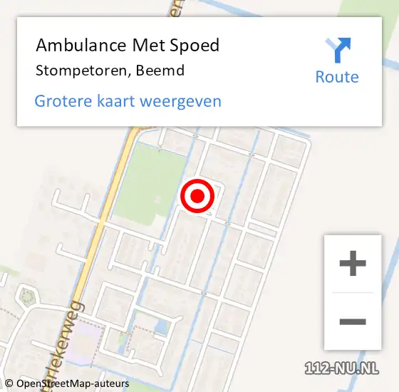 Locatie op kaart van de 112 melding: Ambulance Met Spoed Naar Stompetoren, Beemd op 25 augustus 2014 20:45