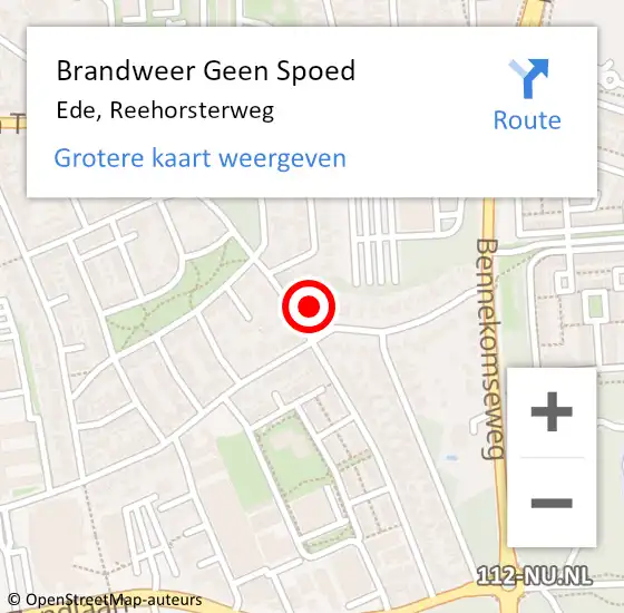 Locatie op kaart van de 112 melding: Brandweer Geen Spoed Naar Ede, Reehorsterweg op 18 mei 2023 12:27