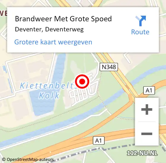 Locatie op kaart van de 112 melding: Brandweer Met Grote Spoed Naar Deventer, Deventerweg op 18 mei 2023 12:38