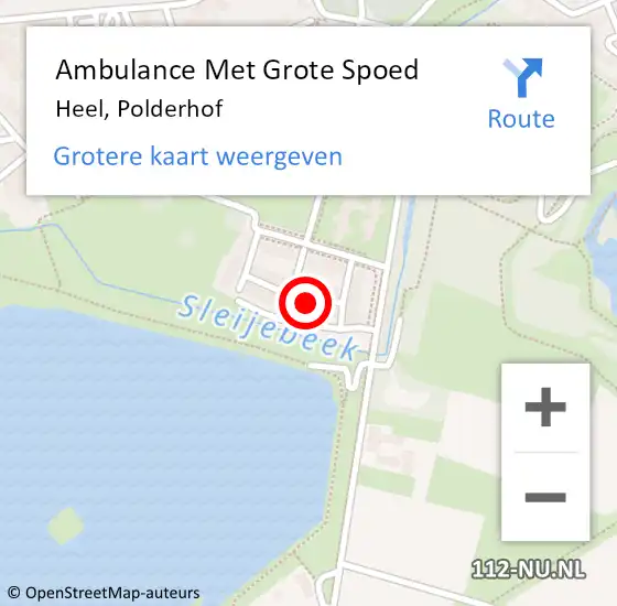 Locatie op kaart van de 112 melding: Ambulance Met Grote Spoed Naar Heel, Polderhof op 18 mei 2023 12:50