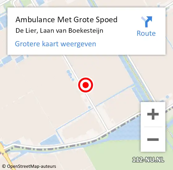 Locatie op kaart van de 112 melding: Ambulance Met Grote Spoed Naar De Lier, Laan van Boekesteijn op 18 mei 2023 13:03