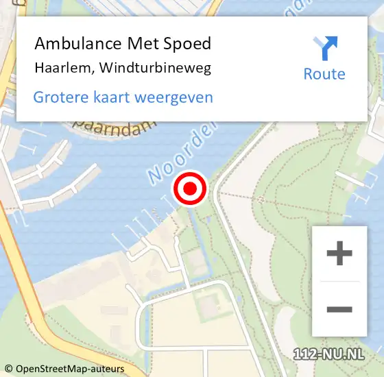 Locatie op kaart van de 112 melding: Ambulance Met Spoed Naar Haarlem, Windturbineweg op 18 mei 2023 13:23