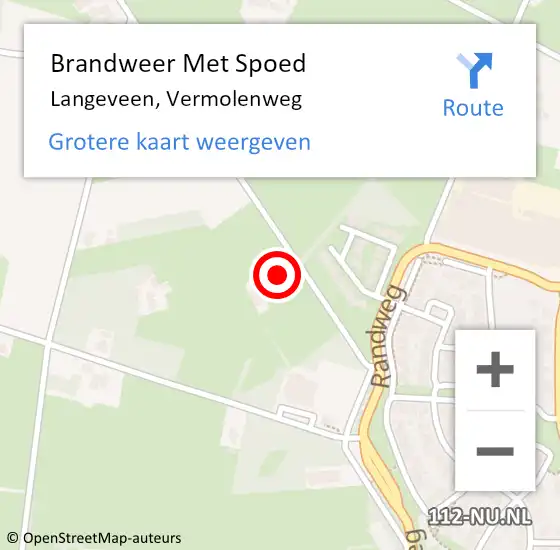 Locatie op kaart van de 112 melding: Brandweer Met Spoed Naar Langeveen, Vermolenweg op 18 mei 2023 13:24
