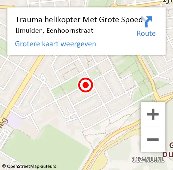 Locatie op kaart van de 112 melding: Trauma helikopter Met Grote Spoed Naar IJmuiden, Eenhoornstraat op 18 mei 2023 13:35