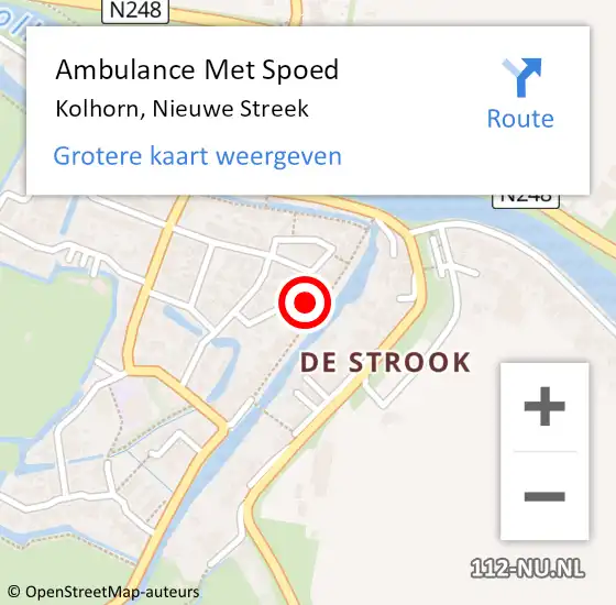 Locatie op kaart van de 112 melding: Ambulance Met Spoed Naar Kolhorn, Nieuwe Streek op 18 mei 2023 14:10