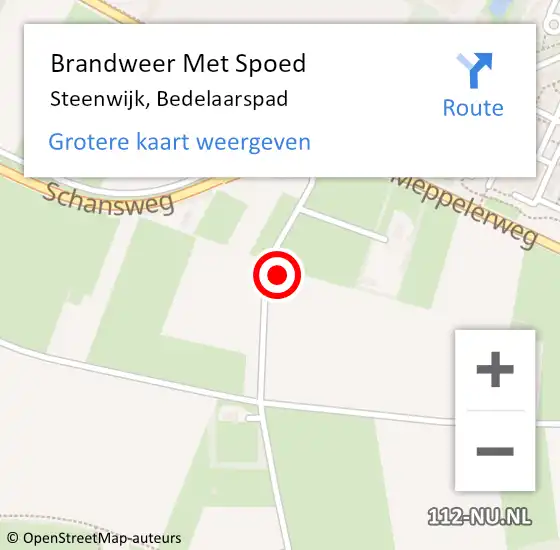 Locatie op kaart van de 112 melding: Brandweer Met Spoed Naar Steenwijk, Bedelaarspad op 18 mei 2023 14:12