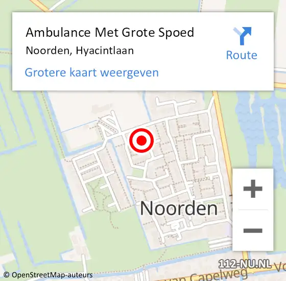 Locatie op kaart van de 112 melding: Ambulance Met Grote Spoed Naar Noorden, Hyacintlaan op 18 mei 2023 14:23