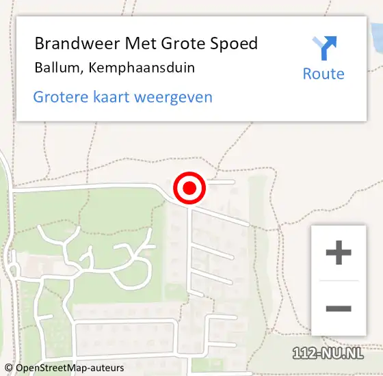 Locatie op kaart van de 112 melding: Brandweer Met Grote Spoed Naar Ballum, Kemphaansduin op 18 mei 2023 14:23