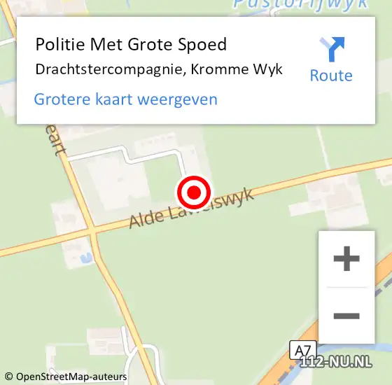 Locatie op kaart van de 112 melding: Politie Met Grote Spoed Naar Drachtstercompagnie, Kromme Wyk op 18 mei 2023 14:33