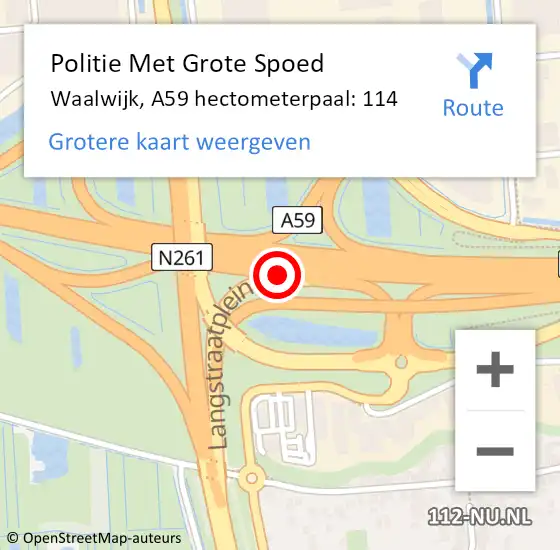 Locatie op kaart van de 112 melding: Politie Met Grote Spoed Naar Waalwijk, A59 hectometerpaal: 114 op 18 mei 2023 14:39