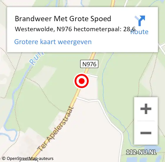 Locatie op kaart van de 112 melding: Brandweer Met Grote Spoed Naar Westerwolde, N976 hectometerpaal: 28,6 op 18 mei 2023 14:51