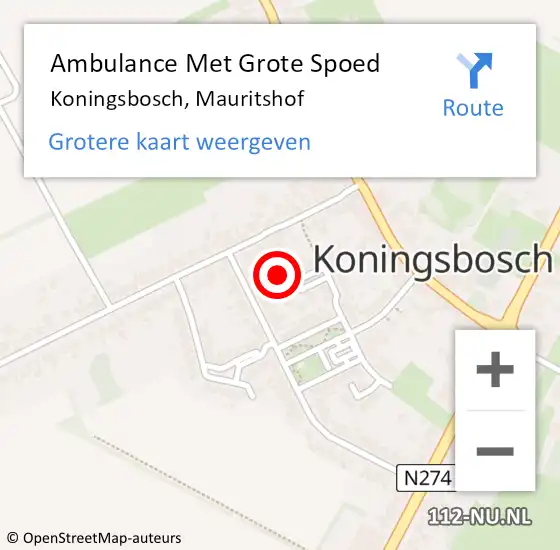 Locatie op kaart van de 112 melding: Ambulance Met Grote Spoed Naar Koningsbosch, Mauritshof op 25 augustus 2014 21:06