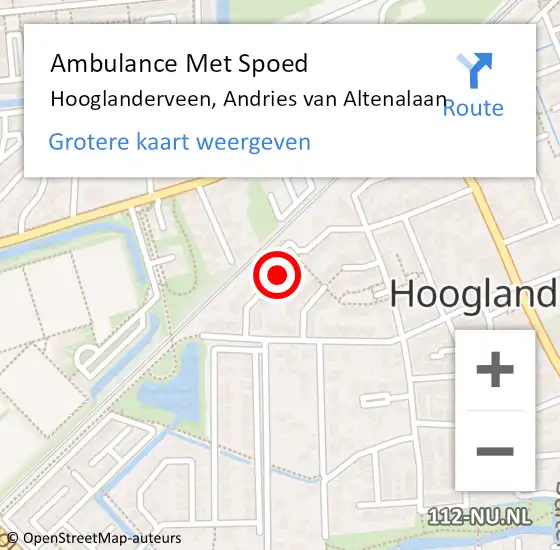 Locatie op kaart van de 112 melding: Ambulance Met Spoed Naar Hooglanderveen, Andries van Altenalaan op 25 augustus 2014 21:07