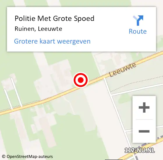 Locatie op kaart van de 112 melding: Politie Met Grote Spoed Naar Ruinen, Leeuwte op 18 mei 2023 15:11