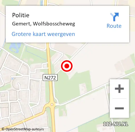 Locatie op kaart van de 112 melding: Politie Gemert, Wolfsbosscheweg op 18 mei 2023 15:39