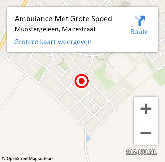 Locatie op kaart van de 112 melding: Ambulance Met Grote Spoed Naar Munstergeleen, Mairestraat op 25 augustus 2014 21:11