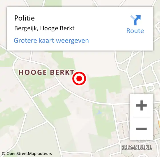 Locatie op kaart van de 112 melding: Politie Bergeijk, Hooge Berkt op 18 mei 2023 15:40