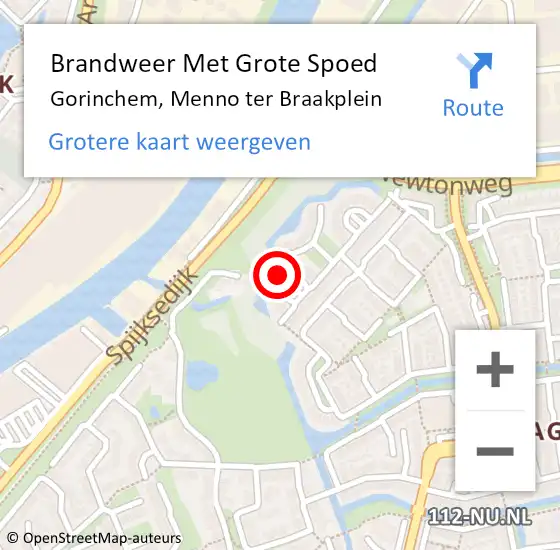 Locatie op kaart van de 112 melding: Brandweer Met Grote Spoed Naar Gorinchem, Menno ter Braakplein op 18 mei 2023 15:43