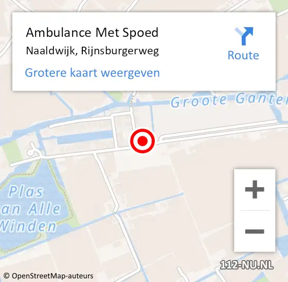 Locatie op kaart van de 112 melding: Ambulance Met Spoed Naar Naaldwijk, Rijnsburgerweg op 18 mei 2023 15:53