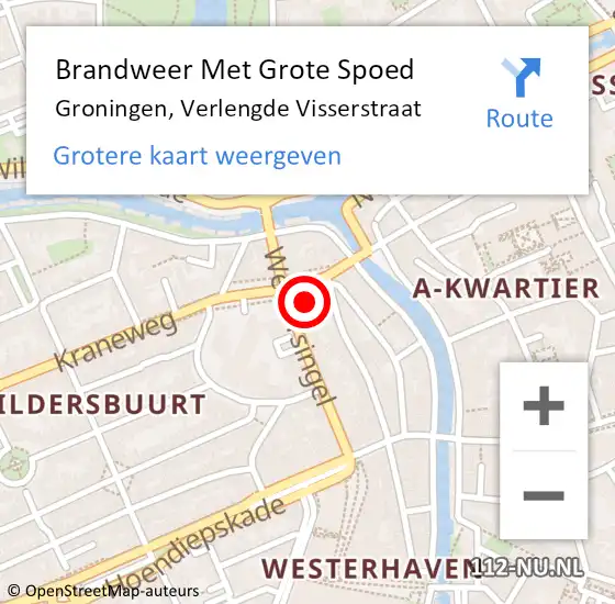 Locatie op kaart van de 112 melding: Brandweer Met Grote Spoed Naar Groningen, Verlengde Visserstraat op 18 mei 2023 16:51