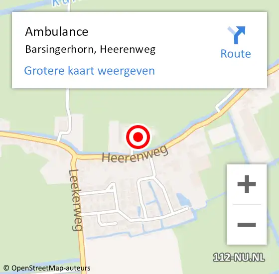 Locatie op kaart van de 112 melding: Ambulance Barsingerhorn, Heerenweg op 18 mei 2023 16:53